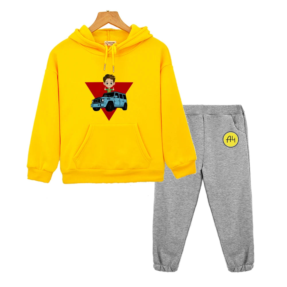 Maxy Kids Merch A4 Hoodie for Boy Suit мерч а4 Sweatshirt with Hood Children Costume Set Child Toddler Girl Winter Clothes Top Pants