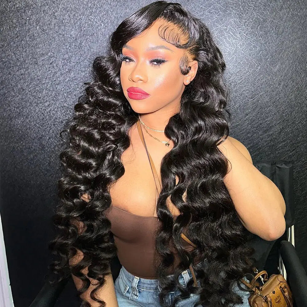 220 Density Transparent HD Loose Deep Wave Human Hair Wig 30 36 Inch Curly 13x6 Lace Front Wig Water Wave Lace Frontal Wigs