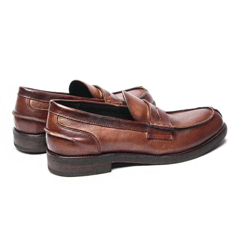 Amay Luxury Handmade Men Loafers Shoes Genuine Leather Italian Design Men Business Dress Formal Shoes Platform Men Flats Moccasins