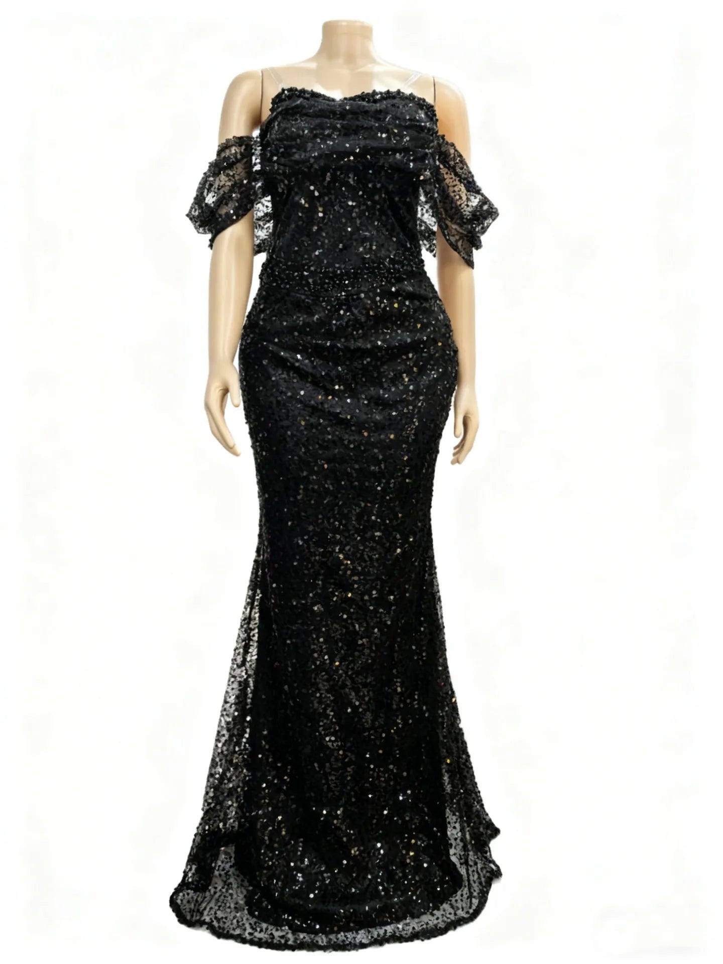 Maxy Plus Size Evening Dresses for Women African Luxury Sequin Gown Elegant Wedding Party Long Dress Ankara Ladies Clothing