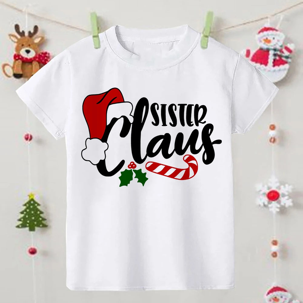 Christmas Family Matching Outfits Dad Mom Daughter Son and Baby Bodysuits Short Sleeve Tops Xmas Party Clothes Casual Family Set