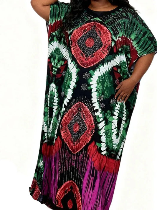 Maxy Luxury Ramadan Kaftan for Women, African Print Boubou Dashiki Brocade Robe,Silk Party Wear Mosque Clothing