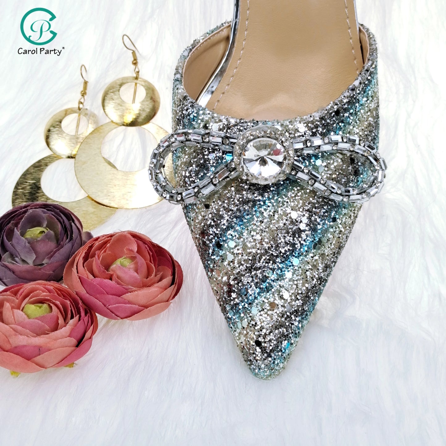 New Arrival Special Style Italian Design African Women Shoes and Bag Set Nigeria Ladies Shoes and Bag in Blue Color