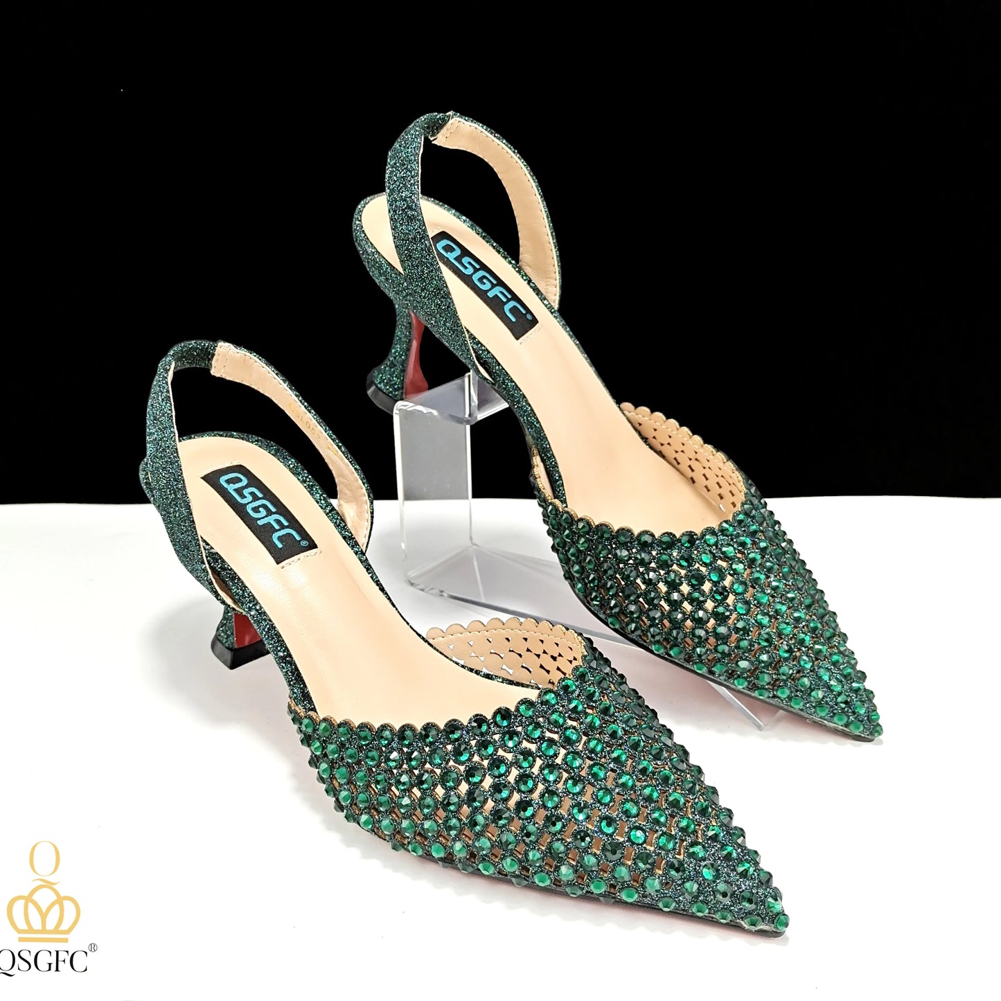 New Maxy Design Simple and Elegant Colorful Rhinestones Rainbow Color Women's Shoes and Party Wedding Bags
