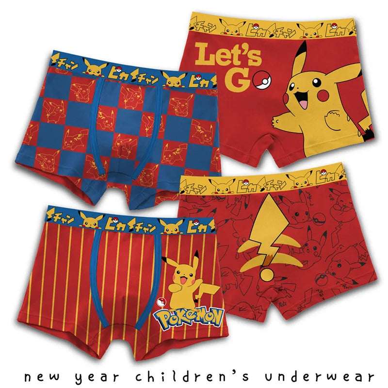 Maxy Pokémon Children's Boys Underwear Pure Cotton Boys Panties Underwear Pikachu Kids Soft Breathable Baby Briefs Underpants