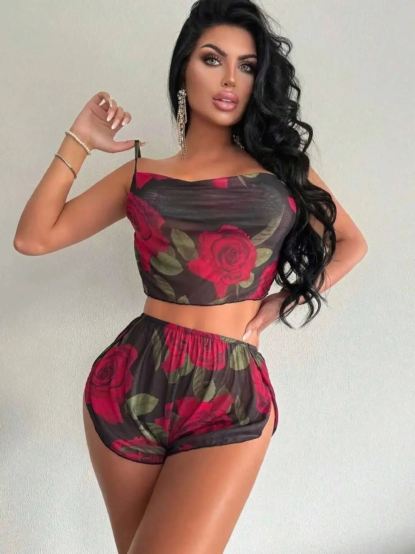 Maxy Floral Printed Shorts Set Women Swimsuit Two-Piece Female Swimwear Backless Bathing Summer New Fashion Vacation Beachwear