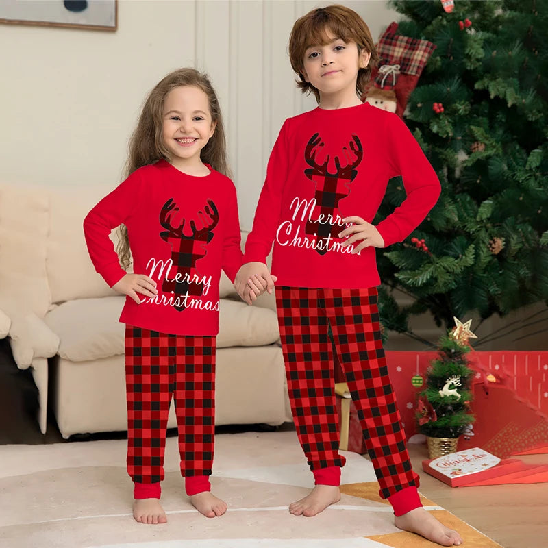 Maxy Winter Red Top+Pant Family Christmas Pajamas Xmas Pjs Men Women Kids Baby Dog Pyjamas Sleepwear Sets Matching Outfit Z934