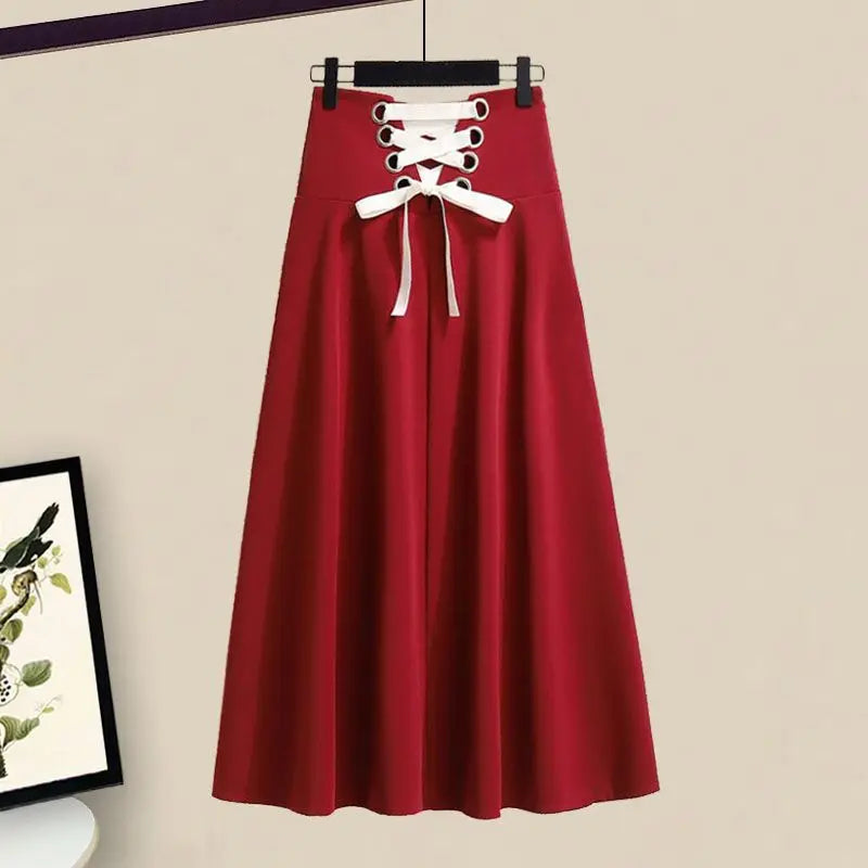 Maxy Casual Drawstring Bow Matching Sets Spring Autumn Fashion Asymmetrical Patchwork Female Clothing Two Piece Set Basic Dress Sets