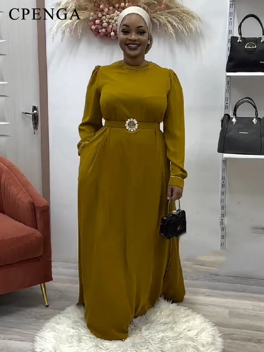 Maxy Elegant Party Dress for Women Ramadan Islamic Church Clothes Plus Size Summer Nigerian Casual Outfits Turkey Gown