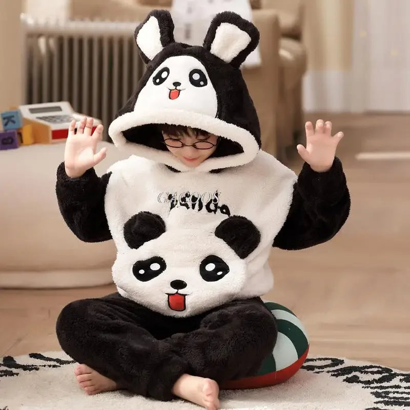 New 2024 Kids Boys Girls Pajamas Cartoon Long Sleeve Cute Warm Tops with Pants Toddler Baby Autumn Winter Sleeping Clothes Sets