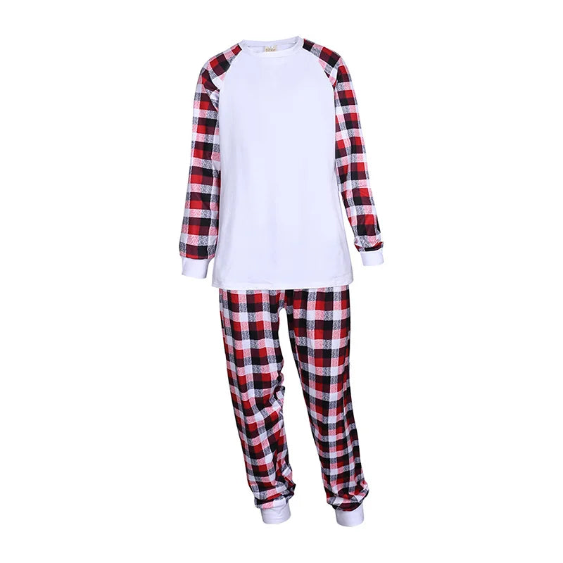 Sublimation Blank Long Tshirts New Year Christmas Parent-child Clothes Christmas Matching Pajamas Mother Father Kids Sleepwear