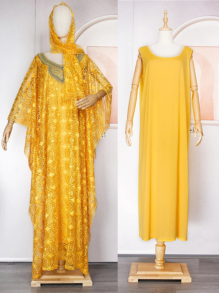 Amay Traditional Lace Dress Plus Size 2 PCS Set Clothing Party Evening Gown Dubai Turkey Women Kaftan Hijab Abayas
