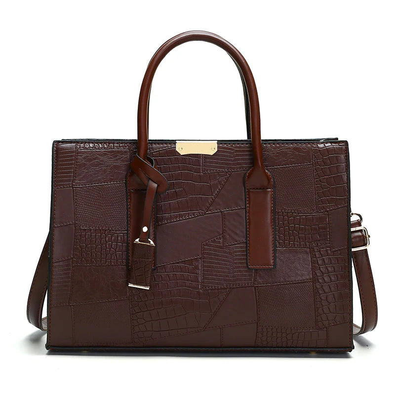 Maxy Large Capacity Shopping Bag for Daily Commuting Handbags Luxury Shoulder Bags Splicing Pu Leather Handbags Caual Tote New Sac