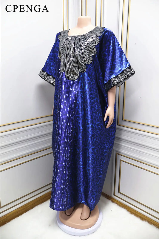 Maxy Sequins Dress for Women with Heastie Elegant Wedding Evening Party Dresses Plus Size Summer Dashiki Ankara Clothing