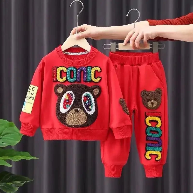 Maxy Baby Girl Clothes Set Kid Boy Fashion Cartoon Sweatshirts Pullover & Pants Bottom 2pc Suit Children Long Sleeve Tracksuit