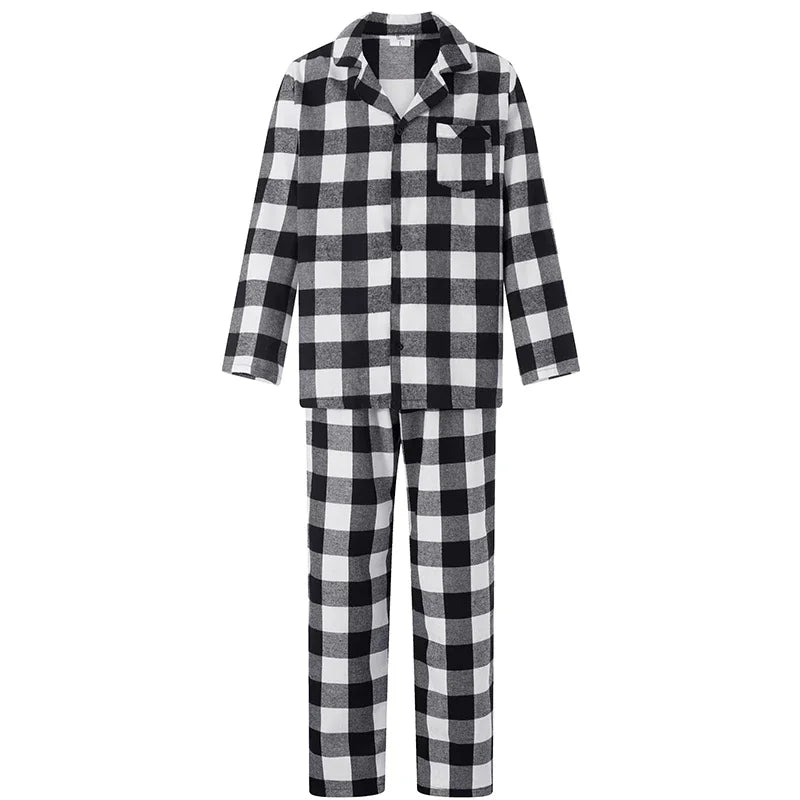 hirigin Christmas Family Pajamas Matching Set Long Sleeve Shirt with Pants Plaid Sleepwear Loungewear Homewear