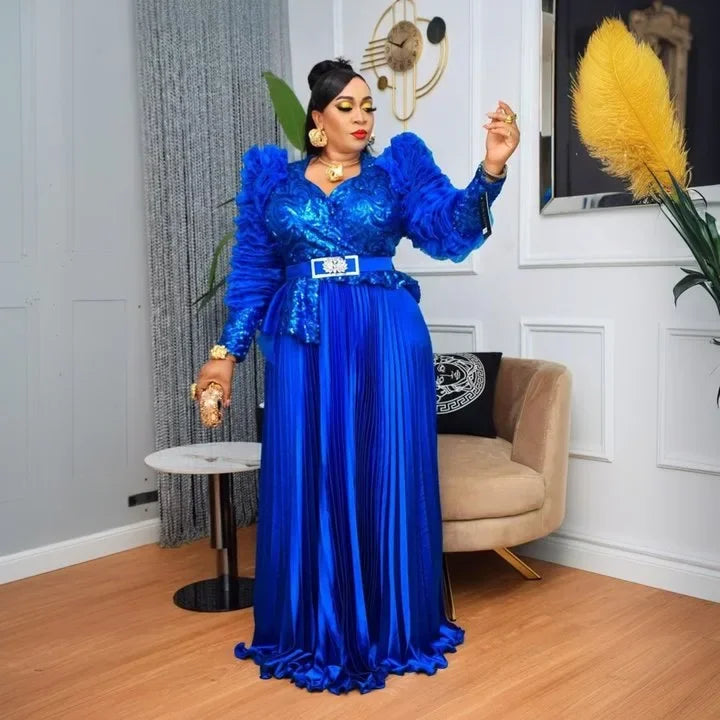 Maxy Elegant African Dresses for Women Wedding Evening Party Gown Sequins Ankara Dashiki Africa Clothing Turkey Kaftan Dubai Abayas