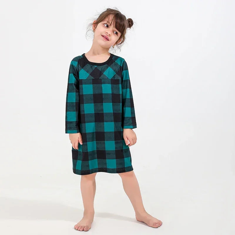 Maxy Family Look Plaid Print Long Sleeve Shirt Trousers 2 Pieces Suit Home wear Christmas Matching Pajamas Set Warm Soft Pjs