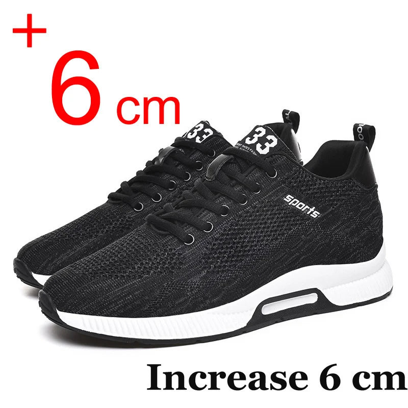Amay Plus Size 46 Men Sneakers Elevator Shoes Summer Mesh Breathable Heightening Shoes Man Invisiable Increased 6CM Taller Shoes
