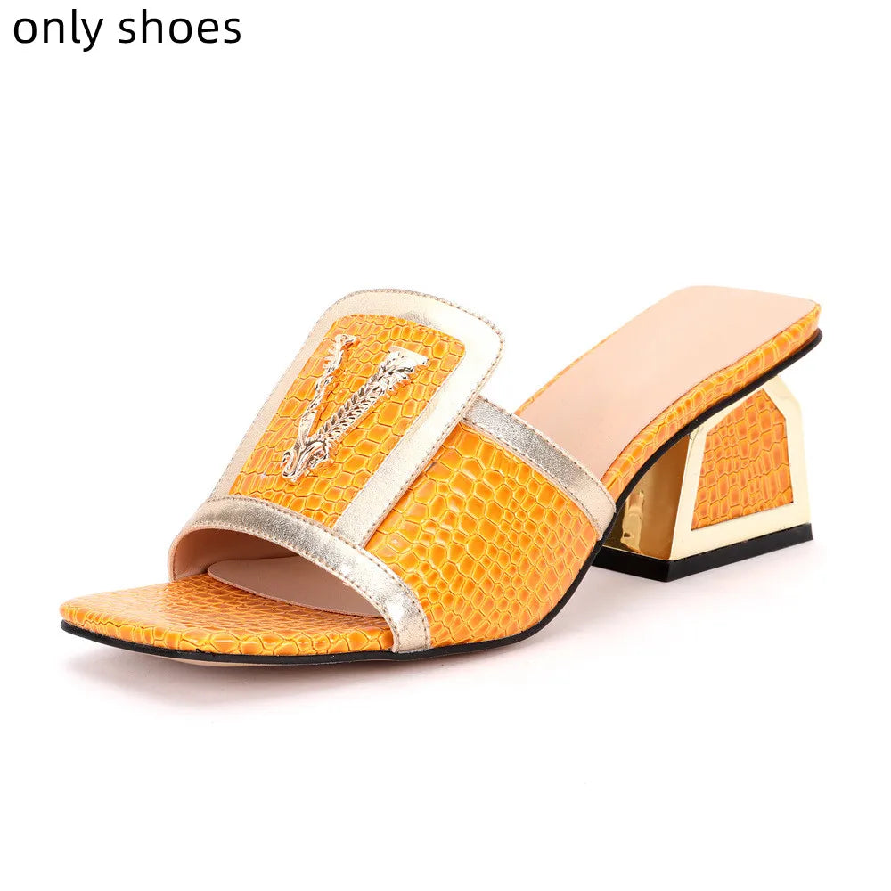 Newest Brilliant Maxy Shoes and Bag Sets Yellow Color Women's Wedding Stronger Heels Shoes with Bag For African Lady Sandals