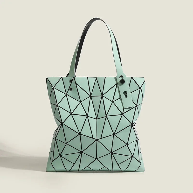Maxy PVC Tote Bag Women Shoulder Bags Simple Geometric Large Capacity Handbag Lattice Pattern Bag Casual Tote