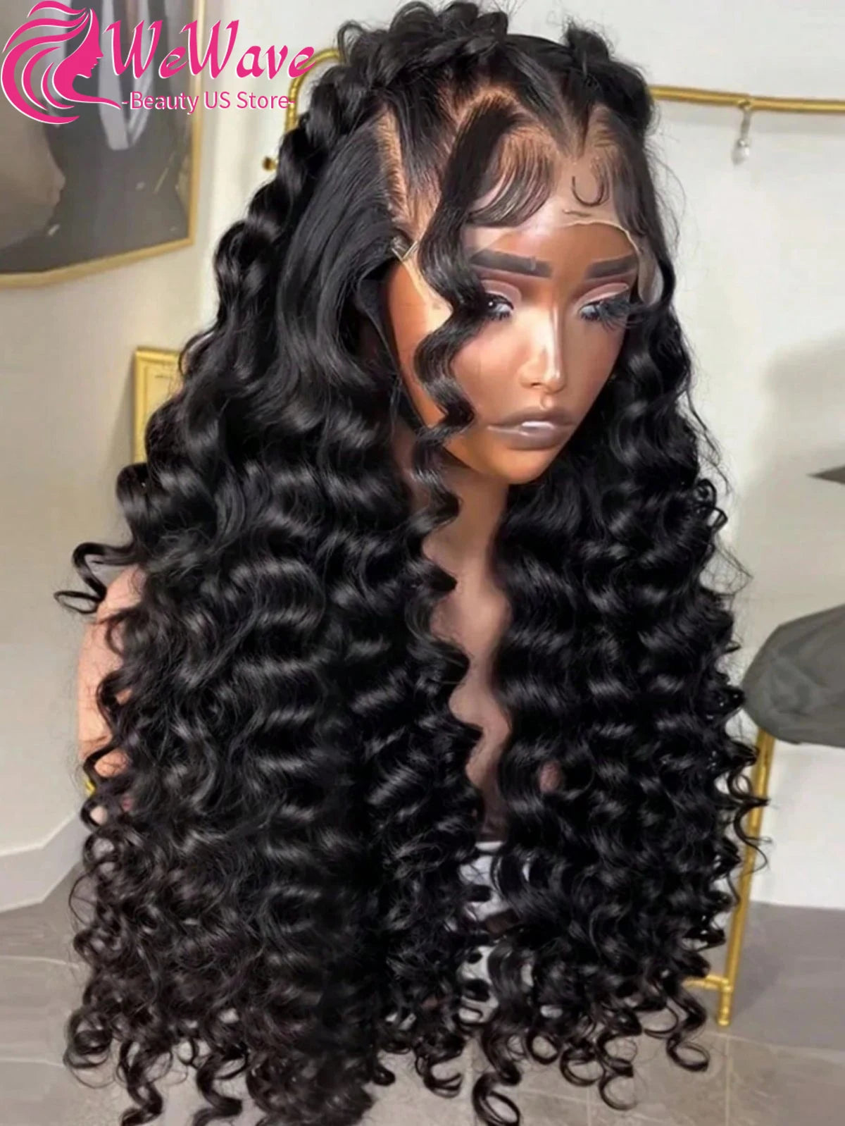 Maxy Wave Loose Deep Wave Wig 1B Black 13x6 HD Lace Human Hair Wig Pre Plucked Baby Hair Bleached Knots Brazilian Wigs Original
