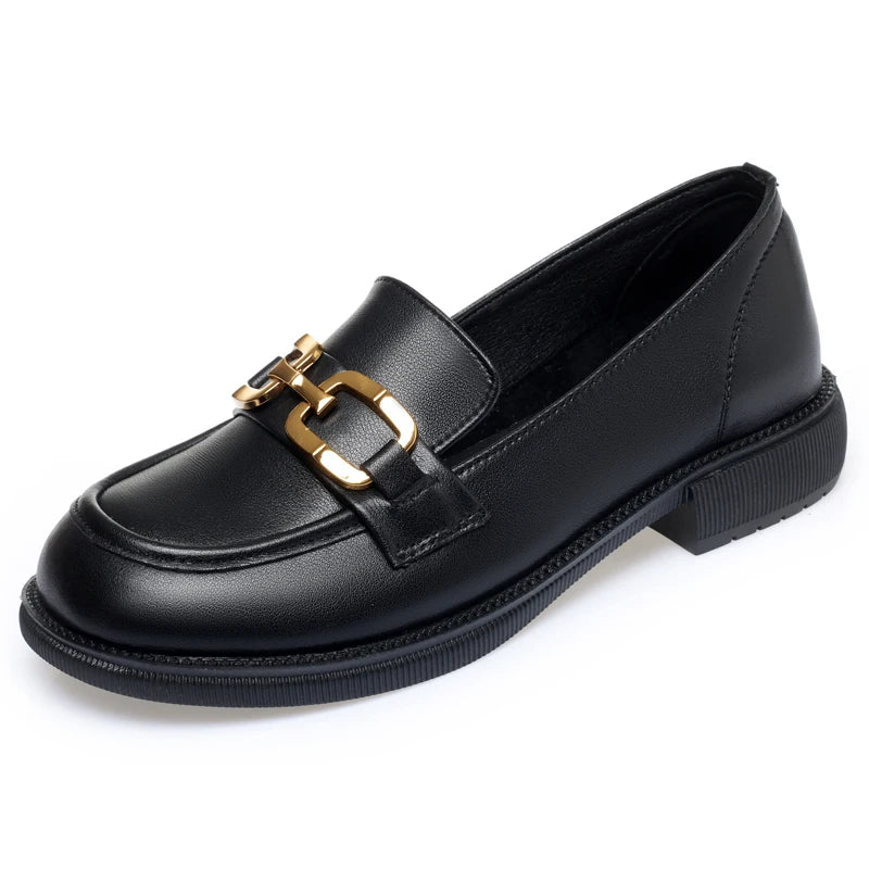 Maxy Women Loafers Shoes New Genuine Leather Spring Shoes British Style Large Size Slip-on Footwear Woman