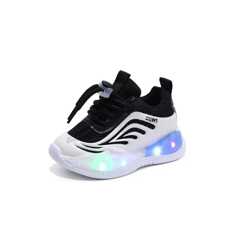 Maxy Girls Sneakers Breathable Tennis Trainers Kids Shoes Luminous Light Running Shoes Baby Boy Toddler Shoe Illuminated Sport Shoes
