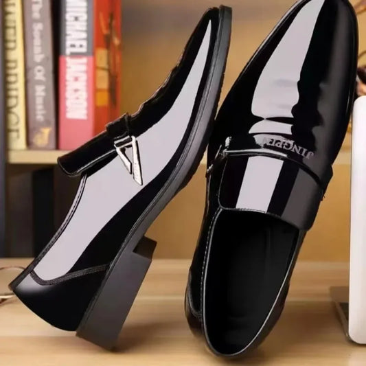 Amay Men’s Dress Shoes Patent Leather Wedding Loafers Metal Decoration Casual  Loafer Oxford Formal Shoes for Successful Men's Shoes