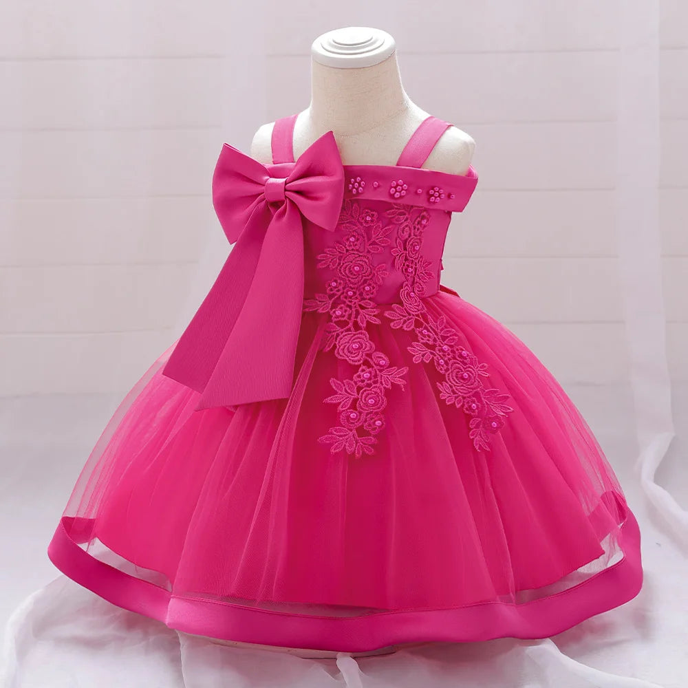 Maxy Baby Girl Baptism Newborn Photography Clothing Toddler Birthday Bow Summer Dress Kids Christening Children Princess Ball Gown