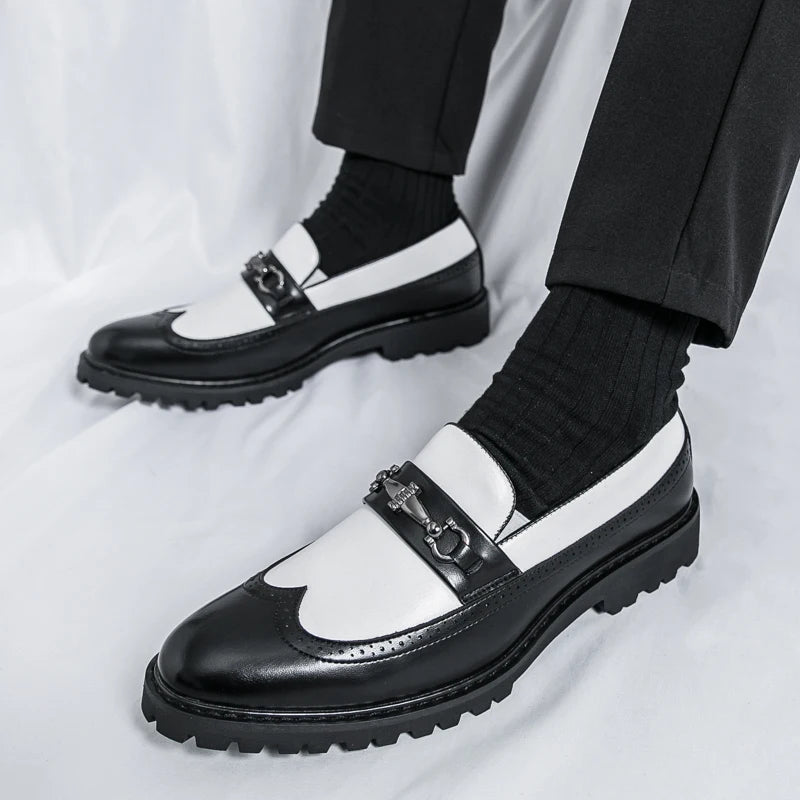 Visco Men's Four Seasons One Step Retro British Set Pointed Loafers Korean Version Breathable Lazy Casual Men's Shoes