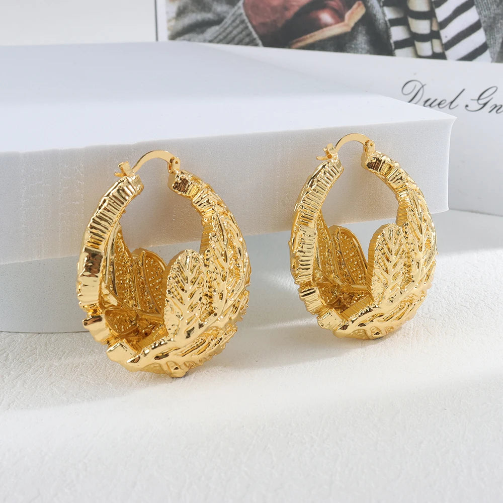 Maxy Gold Color Earrings for Women Gold Plated Hoop Earrings for Bride Design Weddings Trend Lady Hook Earrings Jewellery