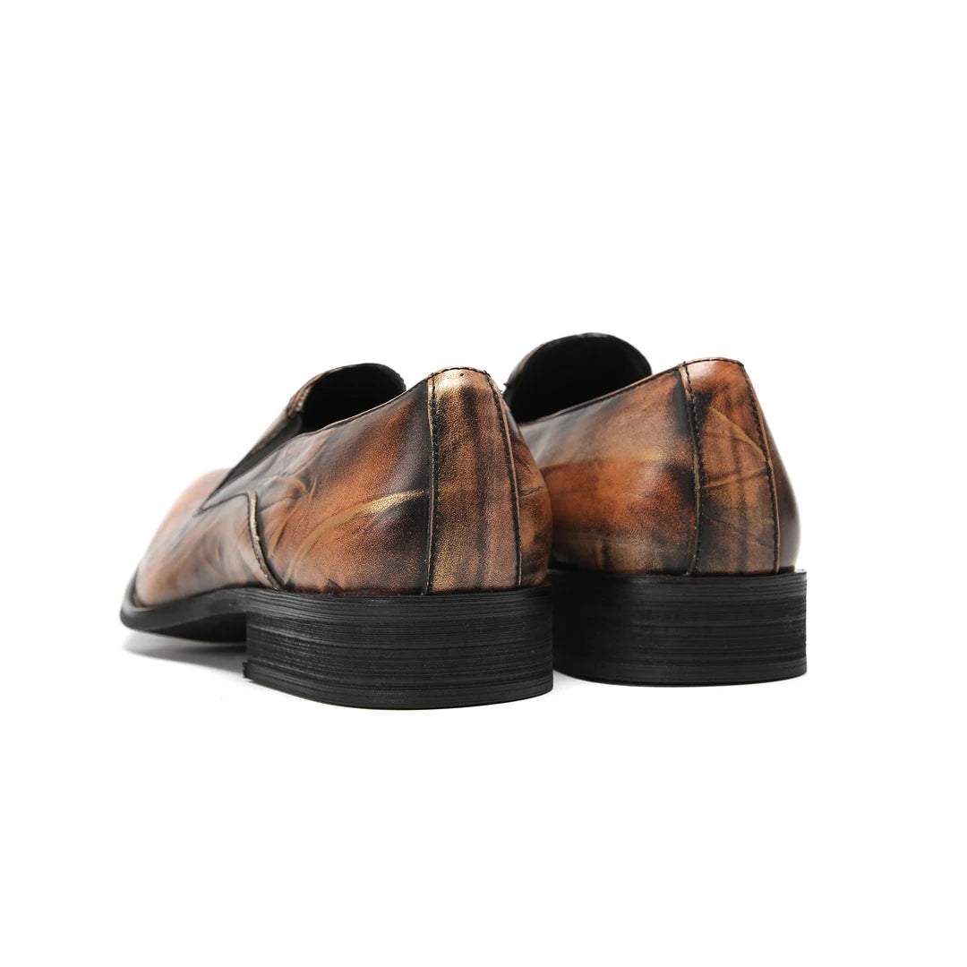 Visco Italian Business Casual Male Shoes Plus Size Slip on Formal Brogue Shoes Wedding Party Shoes Men Genuine Leather Dress Shoes