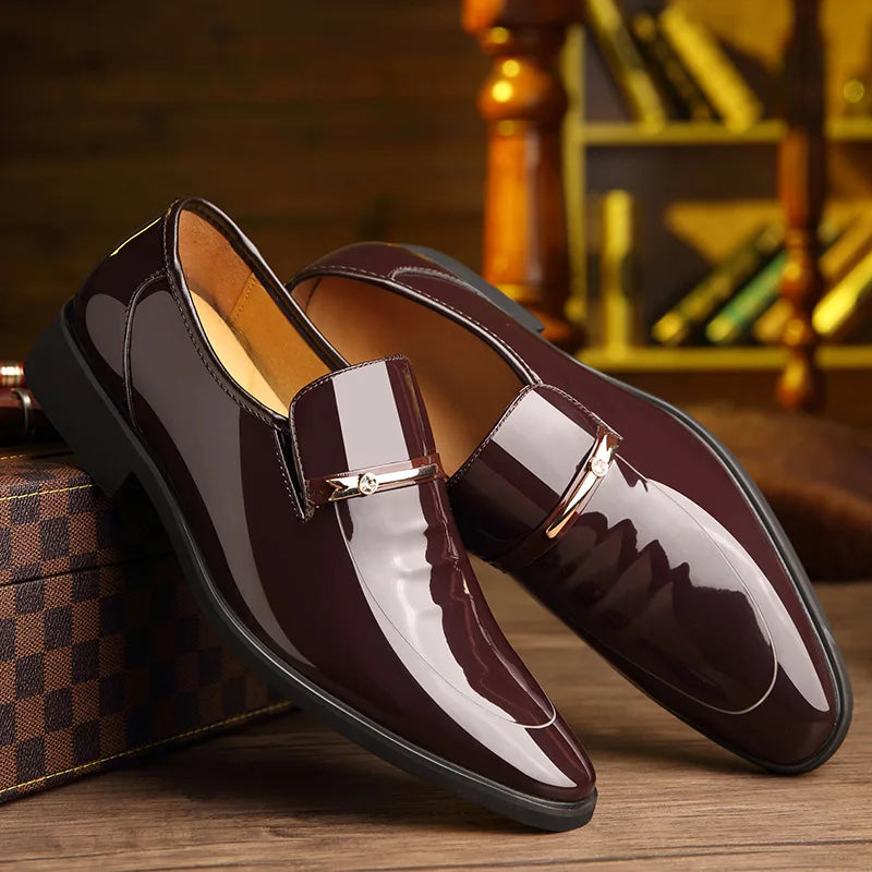 Amay Hot Salemen Dress Italian Leather Shoes Slip On Fashion Men Leather Moccasin Formal Male Shoes Pointed Toe Shoes For Men