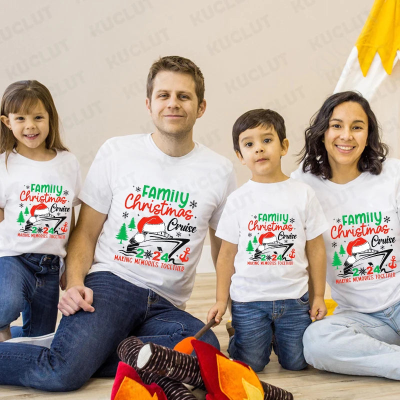 Funny Family Christmas Cruise 2024 T-Shirt Xmas Matching Family Cruising Outfits Party Squad Tshirt Harajuku Short Sleeve Tees