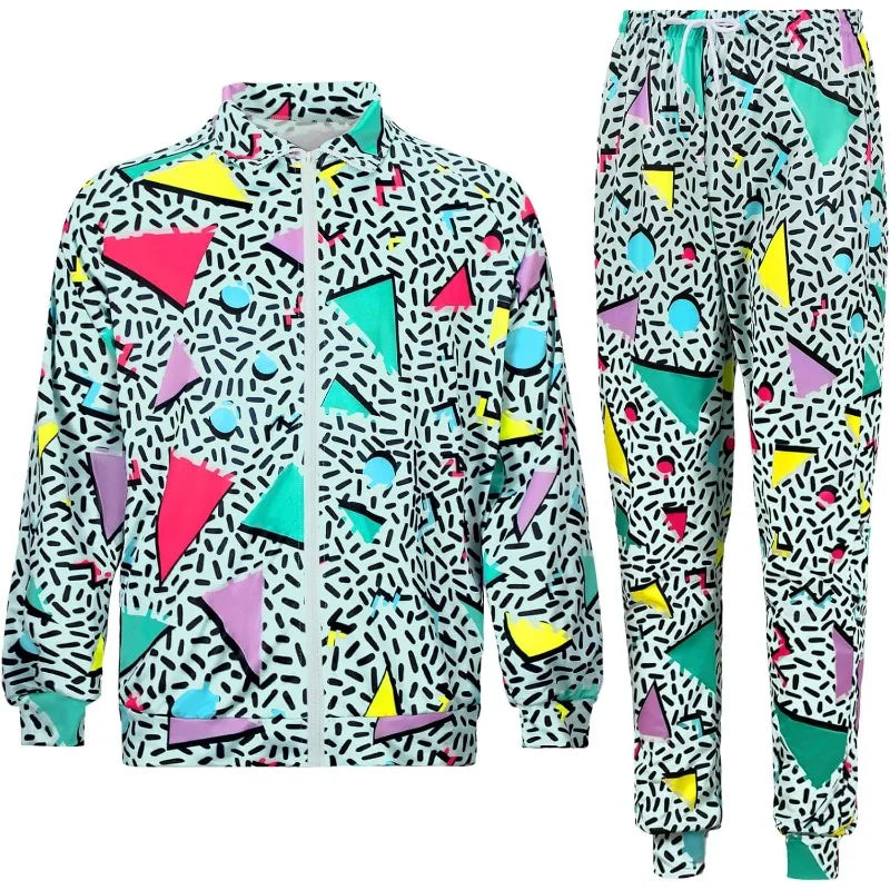 Maxy Disco Tracksuit 2pcs Jogging Wear Retro Style Carnival Theme Party Suit Live Cosplay Jacket and Pants  cosplay costumes
