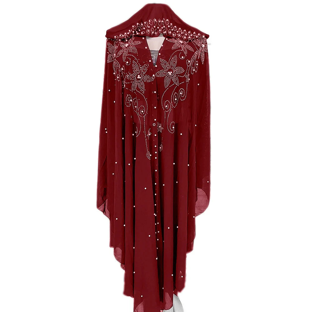 Maxy Morocco Kaftan Dubai Hooded Maxi Dress Bat Sleeve Farasha Kaftan Muslim Women African Open Kimono Boubou Evening Long Gown