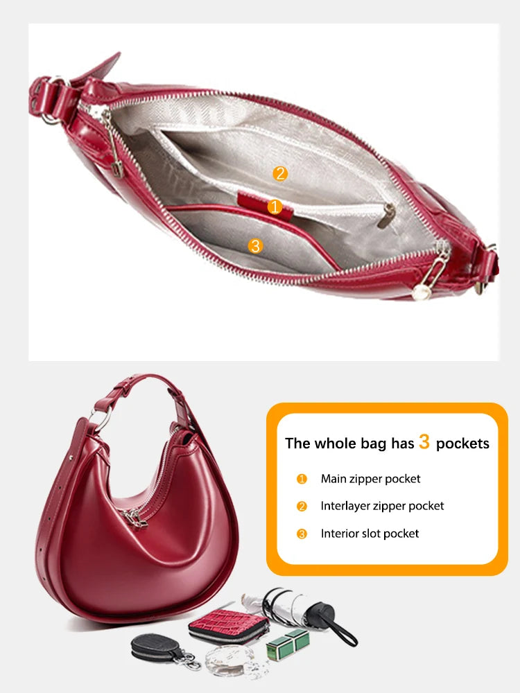 Maxy Zency Premium Genuine Leather Women's Handbag Luxury Hobo Bag Large Capacity Fashion Shoulder Bolsa for Wife Lover Girl Gift Sac