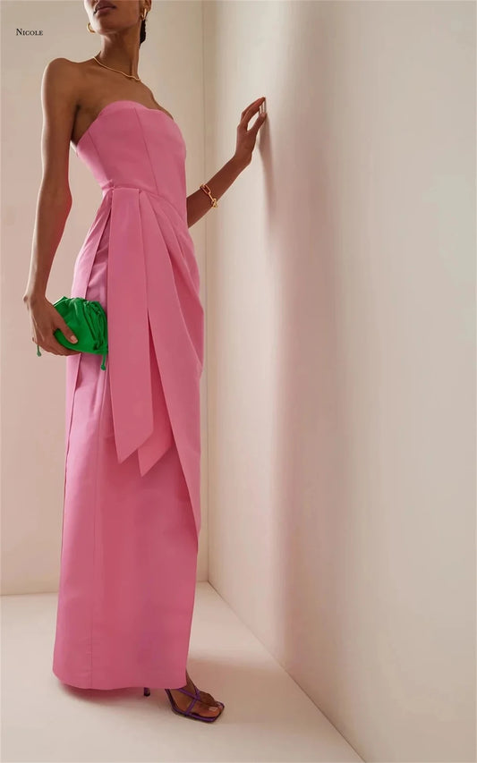Maxy Line A Formal Dresses for Special Occasions Custom Made Elegant Women's Dresses for Wedding Party Dress Belt Satin Cloth