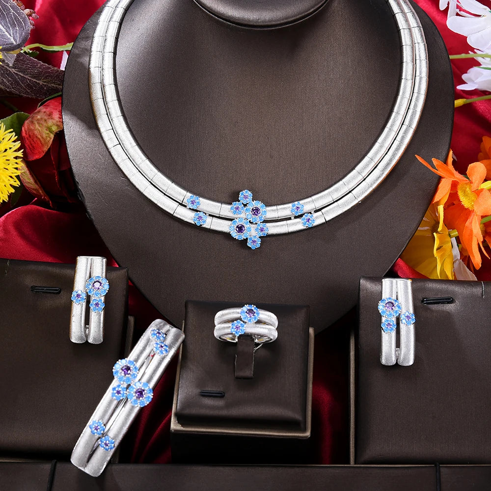 Maxy New 2 Layers African Jewelry Sets for Women Wedding Luxury Naija Jewelry Set Cubic Zirconia Bridal Jewelry Sets