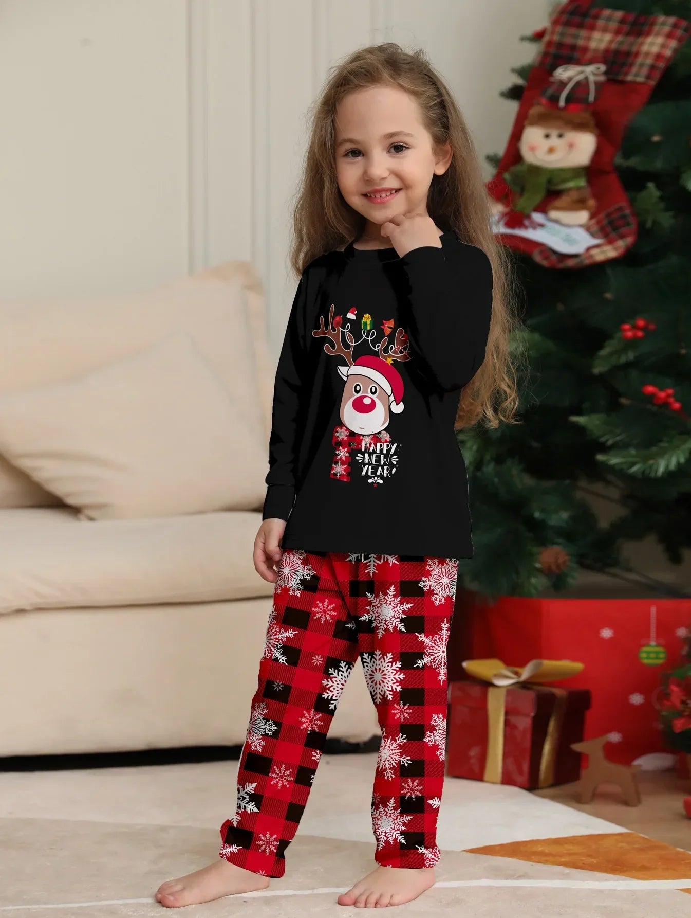 New Maxy Print Mother Father Kids Matching Outfits Christmas Pajamas Set Baby Romper Soft Casual Loungewear Xmas Family Look