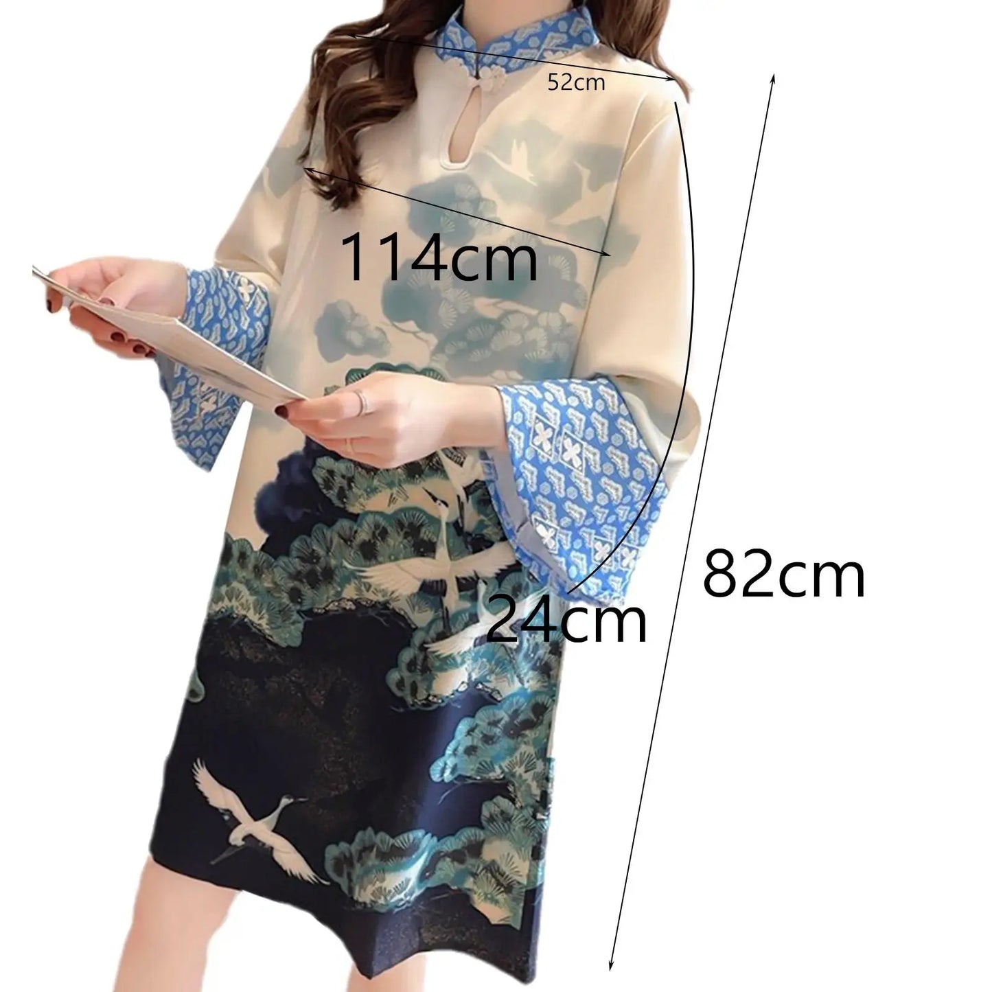 Maxy Women Dress Fashion Traditional Loose Fit Lady Chinese Qipao Dress for Birthday Gift Shopping Anniversary Party Dating