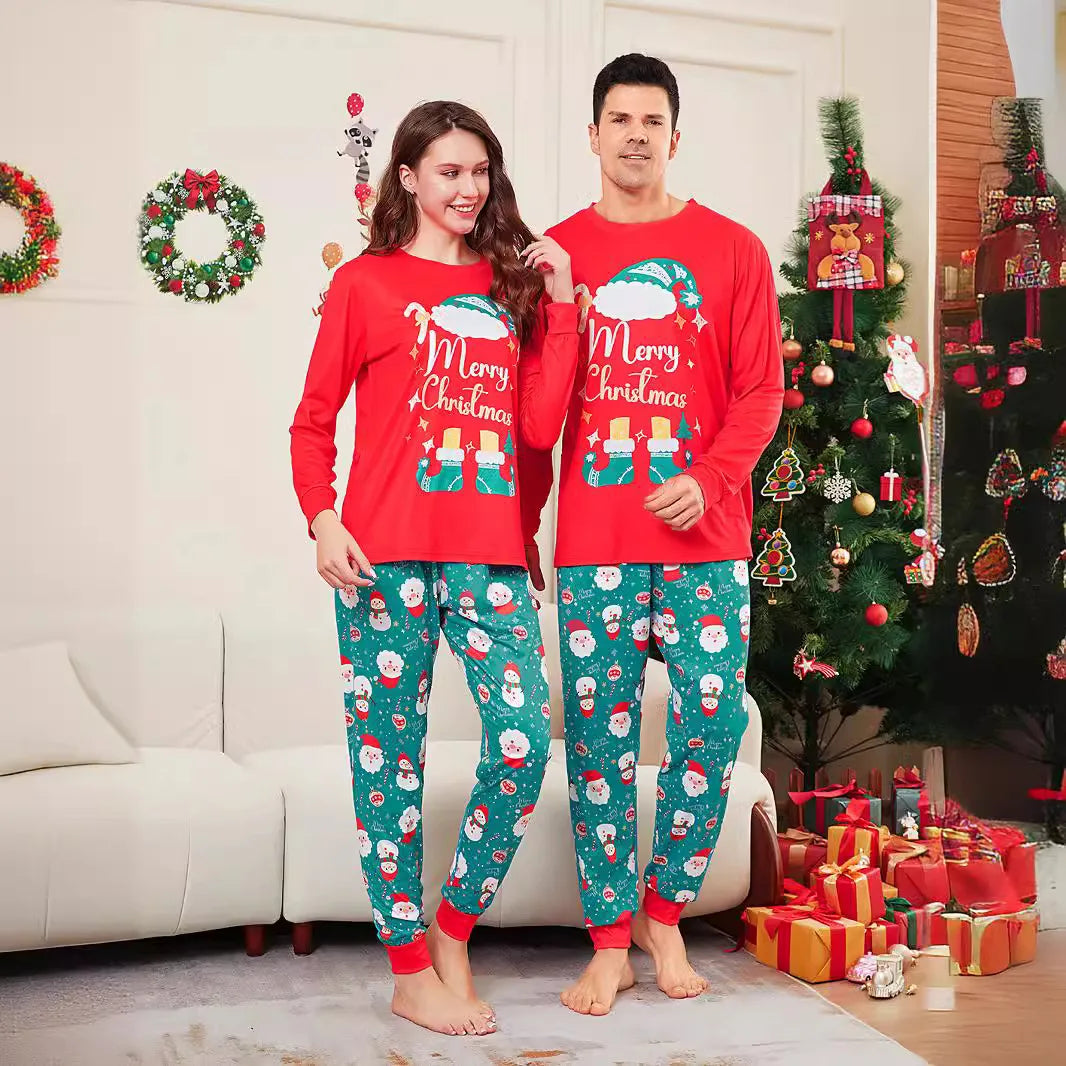 Maxy Autumn and winter Christmas family matching clothing printed long sleeve set Family dress home dress pajamas pajama pants 2 sets