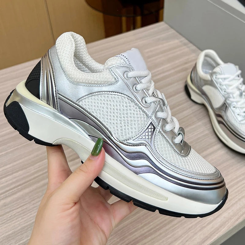 Maxy Women's casual shoes sports shoes breathable mesh flat bottom travel shoes lace up women's shoes