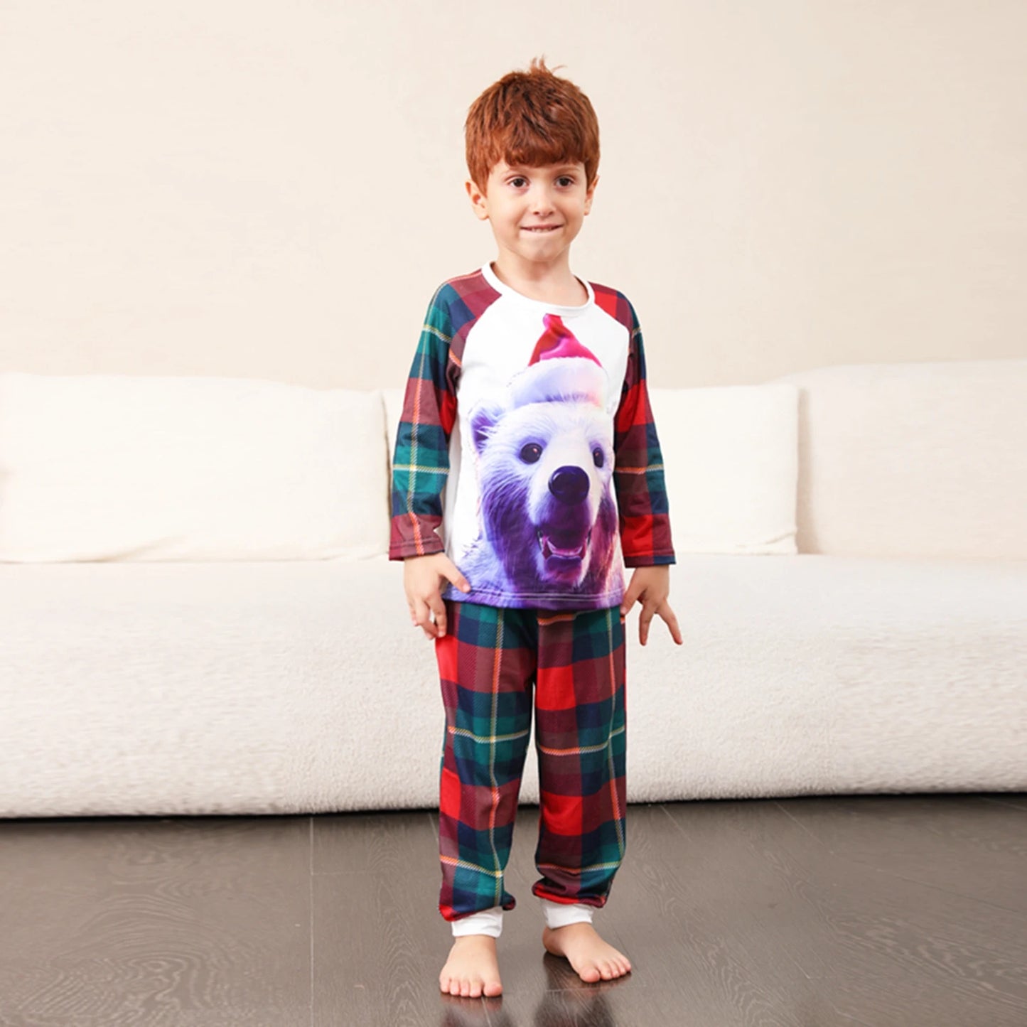 Matching Family Christmas Pajamas Reindeer Print Long Sleeve Tops and Snowflake Pants Sleepwear Set for Adults and Kids