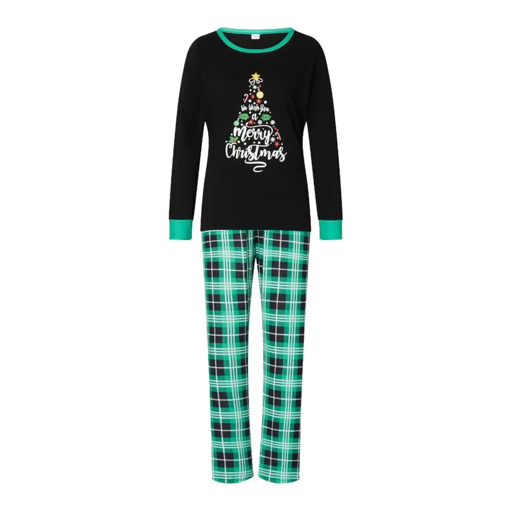 Maxy Matching Family Christmas Pajamas Holiday Pjs Sleepwear Black and Green Pjs Family Matching Outfit Pajama Sleep Sets for Couples