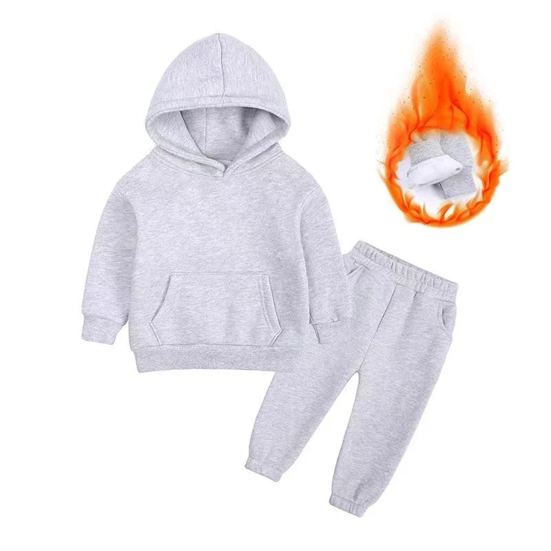 New Autumn Winter Fashion Baby Boys Girls Clothes Children Thicken Hoodies Pants 2Pcs/Set Toddler Sports Costume Kids Tracksuits