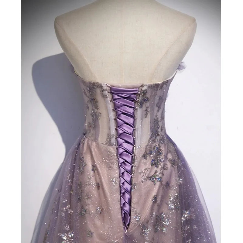 Maxy Strapless Evening Gown with High-end Feel, Trailing Princess Colored Veil, Host of The Annual Meeting, Vocal Art Exam Long Skirt