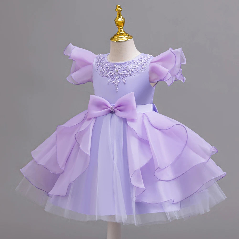 Maxy Princess dress; evening dress; bow puffy dress; stage performance dress; hostess dress; flower girl dress;