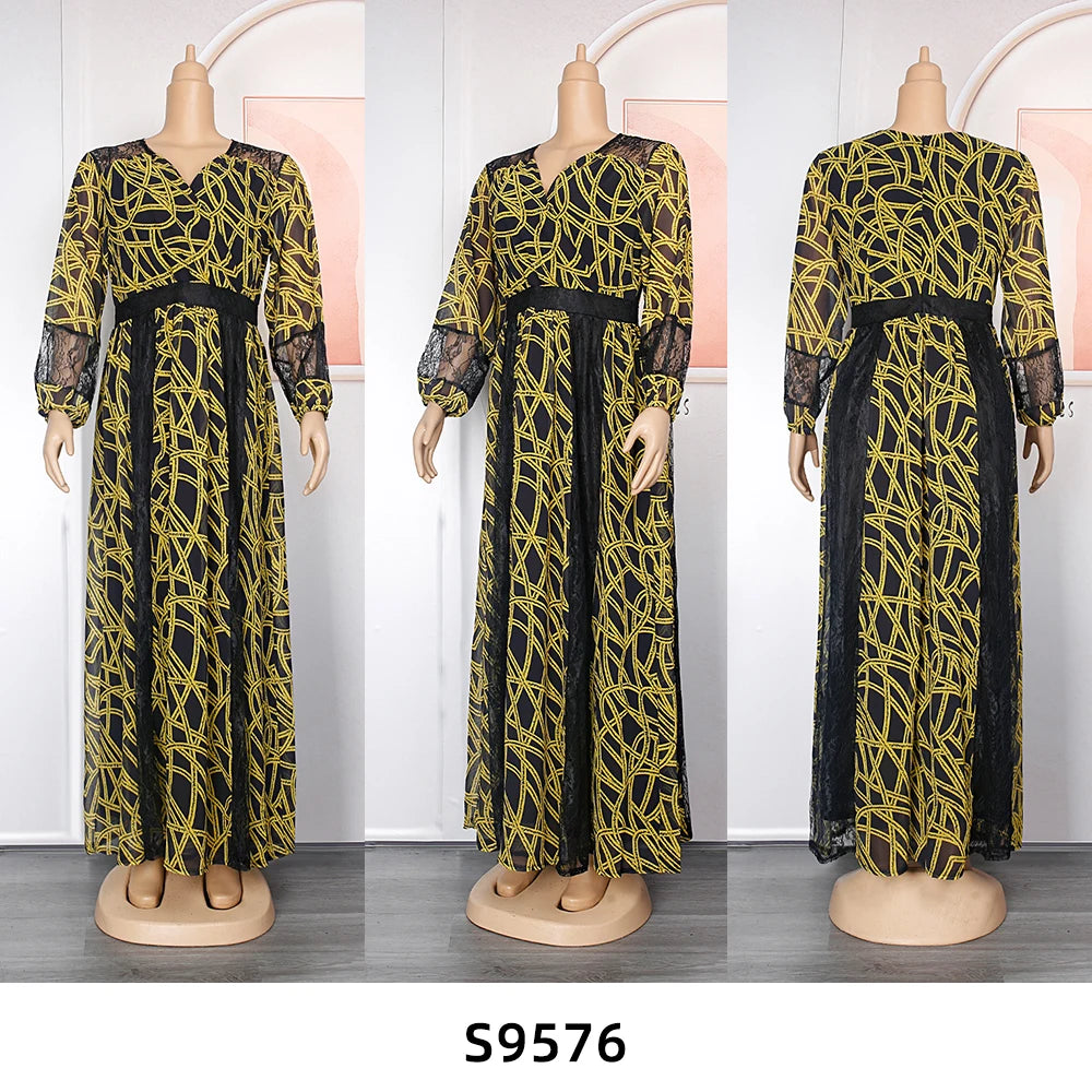 Maxy Plus Size African Party Dresses for Women New Fashion Dashiki Ankara Print Wedding Gowns Elegant Turkey Muslim Maxy Dress